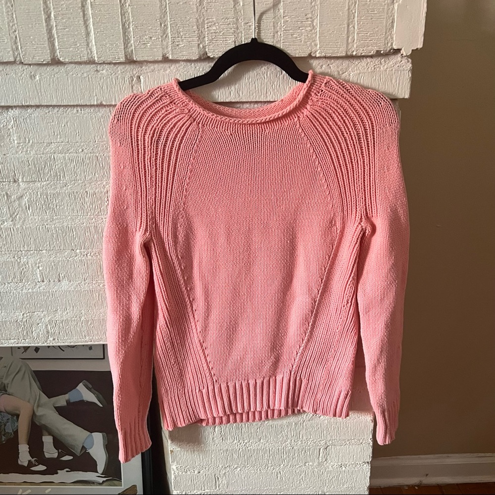 Bubble Gum Pink Rollover Collar Sweater